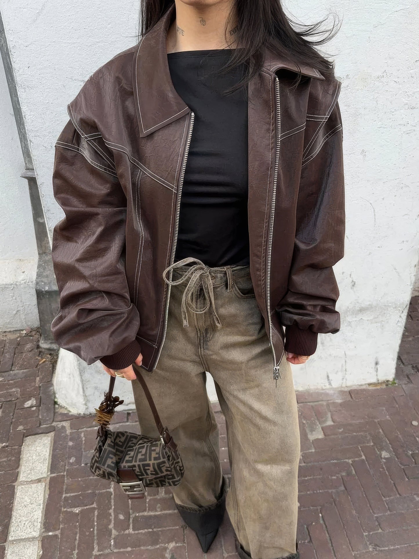 AMY | Oversized Leren Jas