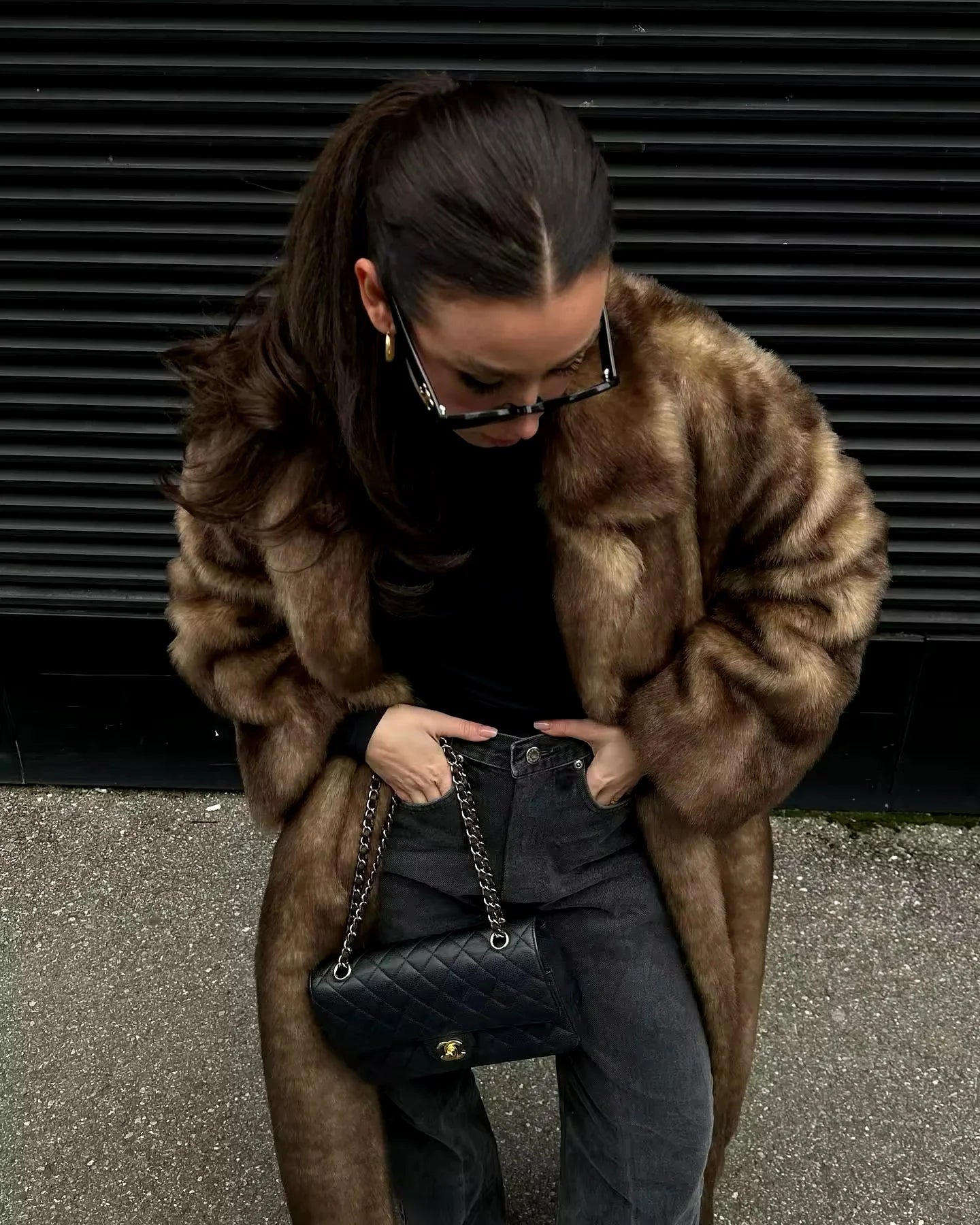 Luxe Elegante Lange Bontjas