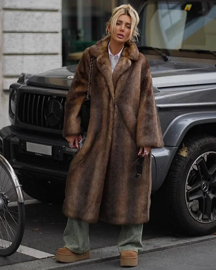 Luxe Elegante Lange Bontjas