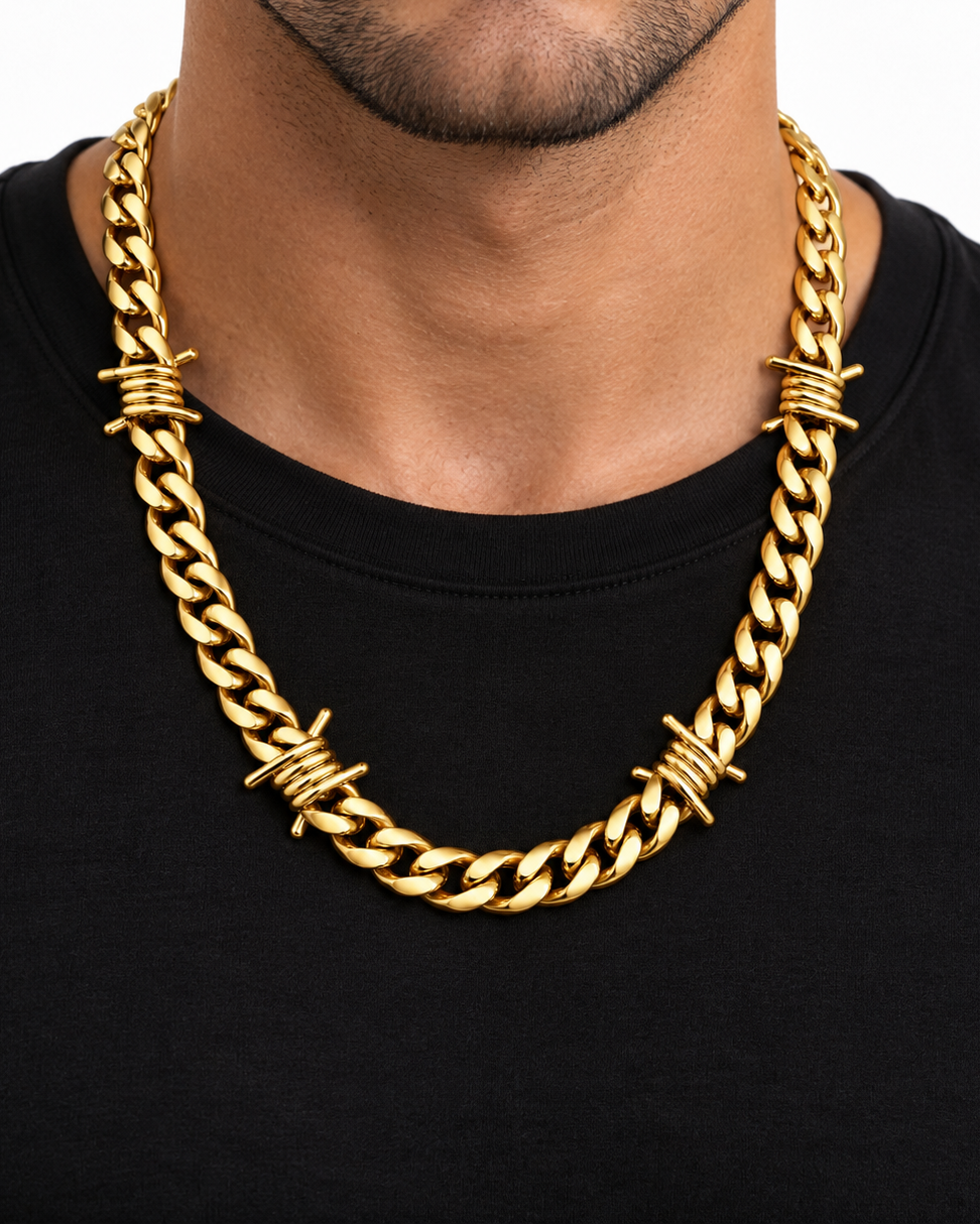 Barbed Wire Cuban Chain 9mm